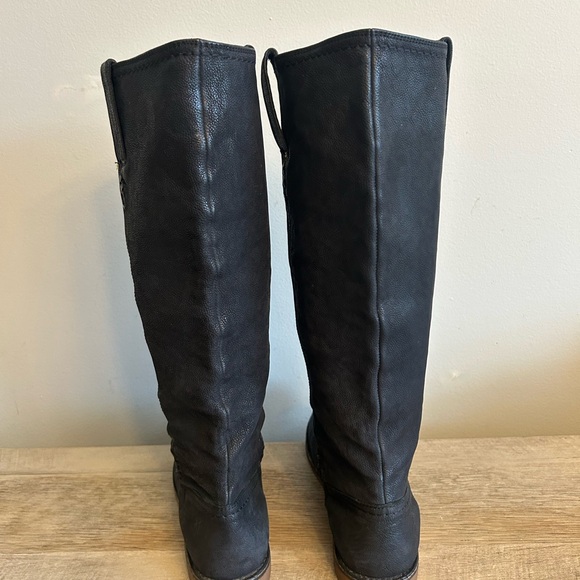 Frye Celia x Stitch Tall Riding Boots Womens Size 6B Black Leather Pull on - Picture 7 of 16